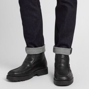 Vintage 90s/Y2K Black Chunky Clubbing Goth Leather Ankle Boots - 41EU